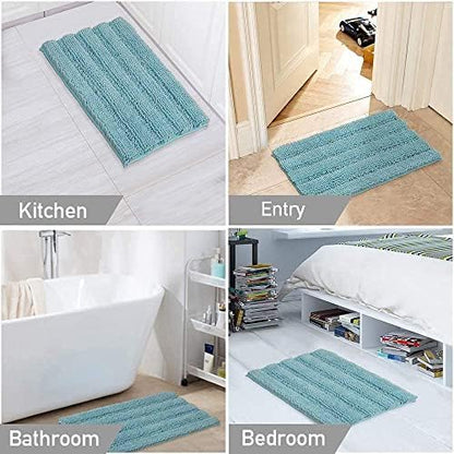 2 Piece Bathroom Rug Set with Toilet Mat, Soft Absorbent Chenille, Non-Slip