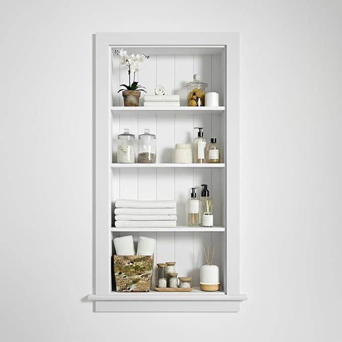 Houseables Recessed Medicine Cabinet, Recessed Wall Niche, Medicine Cabinet Insert, Bathroom Niche, In Wall Shelf, Insert for Drywall, Between Studs Shelf Replacement, Without No Mirror, 14x36 (17x38)