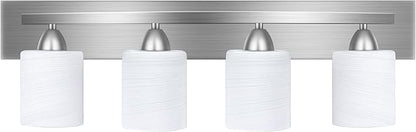 Bathroom Vanity Light Fixture, 4-Light Modern Bathroom Lights with Glass Shade, Brushed Nickel Bath Lighting Fixtures Over Mirror, Hollywood Style Interior Wall Sconce for Makeup Dressing Table