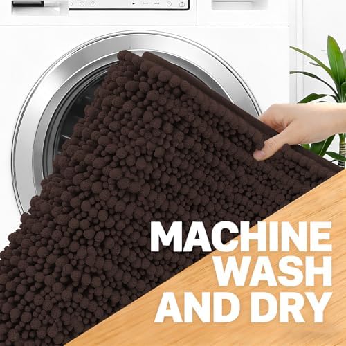 OLANLY Bathroom Runner Rugs 47x24, Thick Soft Absorbent Chenille Bath Rugs