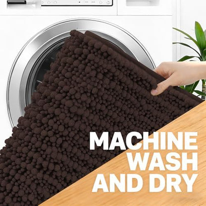 OLANLY Bathroom Runner Rugs 47x17, Thick Soft Absorbent Chenille Bath Rugs