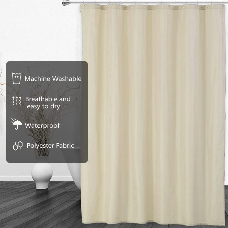 LLSCL Beige Yellow Fabric Shower Curtain Liner with Magnets, Waterproof Hotel Quality, 72 x 72 Machine Washable