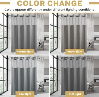 WONICY Small No Hook Shower Curtain with Snap-in Liner, Grey, 36 x 74