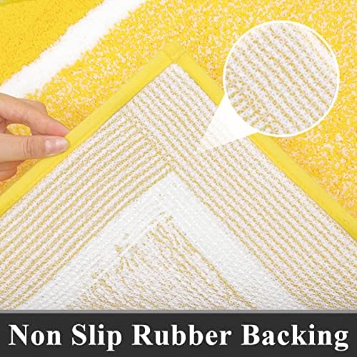 Pauwer 3 Piece Bathroom Rug Set, Non Slip Washable Bath Mat, Yellow