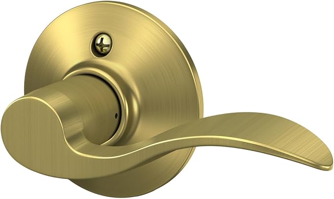 SCHLAGE Accent Lever Non-Turning Lock in Satin Brass - Left Handed - F170 ACC 608 LH