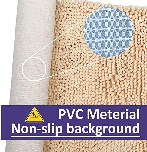 Bathroom Rugs Sets 2 Piece Plush Chenille Bath Rugs Non-Slip Bath Mats Absorbent Shaggy Rugs,Bathtub Mat,Bathroom Mats,Washable Bathroom Carpet for Tub, Shower,Washroom-32x20 + 24x16 Light Cream
