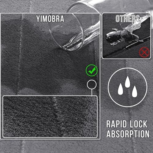 Yimobra Memory Foam Bathroom Mat Set, 24 x 17 & 24 x 20 in, Dark Gray