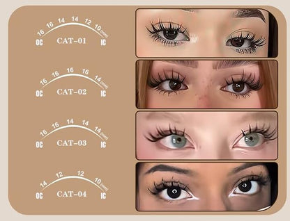 JMS&JMS Cat Bunny Lash Clusters Kit, Anime Eyelash Cluster Kit with Spikes | Invisible Band Manga Lashes Natural Wispy Lash Extension Kit with Lash Bond and Seal, Tweezers at Home