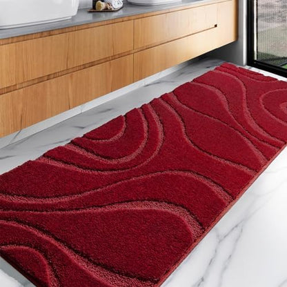 DEXDE Bathroom Rugs Runner Non-Slip Mat for Bathroom Floor, 24X72 Burgundy