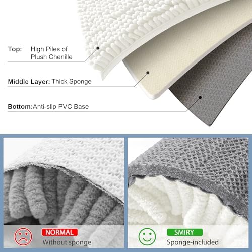 Smiry Bathroom Rugs 30X20, Luxury Chenille Extra Soft Absorbent Bath Mat