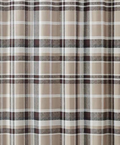 TRULY SOFT Paulette Plaid Taupe 72" Square Shower Curtain