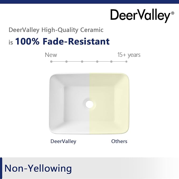 Rectangle Vessel Sink, Deervalley DV-1V0048 Liberty 16" x 12'' White Bathroom Sinks Ceramic Above Counter Sink Bowl