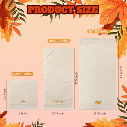 Peryiter 3 Pack Pumpkin Decorative Bath Towel Set