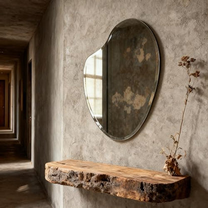 Heart Frameless Wall Mirror, 20 x 28 Inch, Beveled Edge Bathroom Mirror