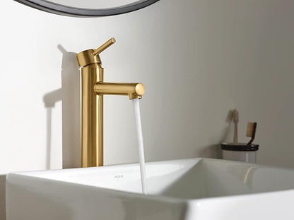 Moen 6192BG Align One-Handle Single Hole Modern Vessel Sink Bathroom Faucet, Brushed Gold