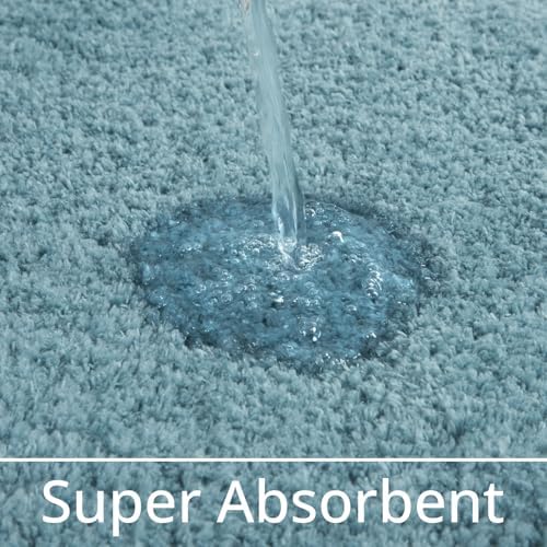 LOCHAS Bathroom Rug Runner 24x70 Inch, Bath Rugs Non Slip, Spa Blue
