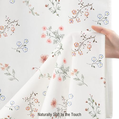 Floral Farmhouse Vintage Cotton Shower Curtain French Country Decor 72Wx72H