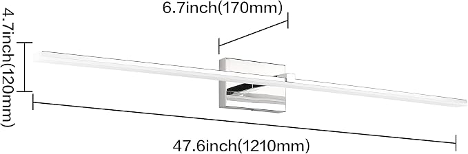 48 inch Vanity Lights - Chrome Bathroom Light Over Mirror Dimmable Modern LED Vanity Lighting Fixtures Cool White 6000K