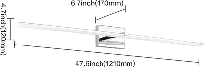 48 inch Vanity Lights - Chrome Bathroom Light Over Mirror Dimmable Modern LED Vanity Lighting Fixtures Cool White 6000K