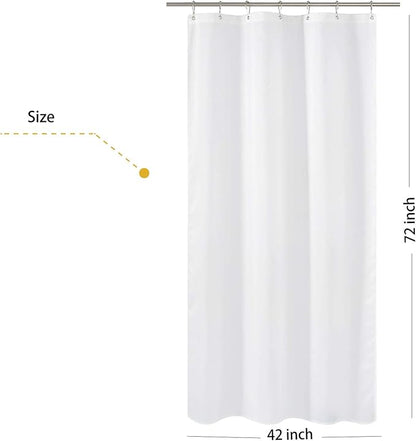 N&Y HOME Fabric Shower Curtain Liner Stall Size 42 Width by 72 Length inches, Hotel Quality, Washable, White Bathroom Curtains with Grommets, 42x72