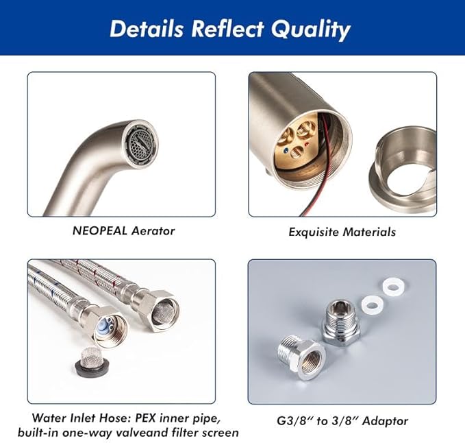 Bathroom Sink Faucet with Manual and Automatic Dual Option Function, Brushed Nickel, TS-5303N