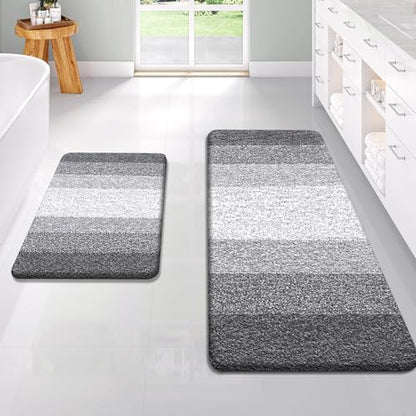 OLANLY Micorfiber Bathroom Rug Set 2 Piece, 47"x20"+24"x16"