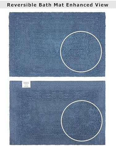 COTTON CRAFT Bath Rugs - 2 Pack Large 20x30 Plush Bath Mats - Azure Blue