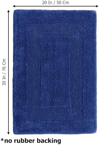 COTTON CRAFT Bath Rugs - 2 Pack Large 20x30 Soft Plush Bath Mats - Blue