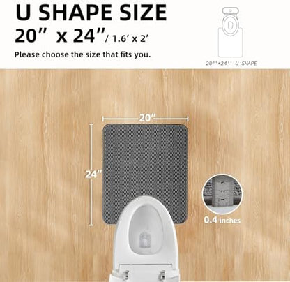 TYUU Toilet Rug, Thin Toilet Rugs U Shaped Washable Non Slip Absorbent Quick Dry Low Pile Toilet Mat, Dark Grey 20"x24" U Shape