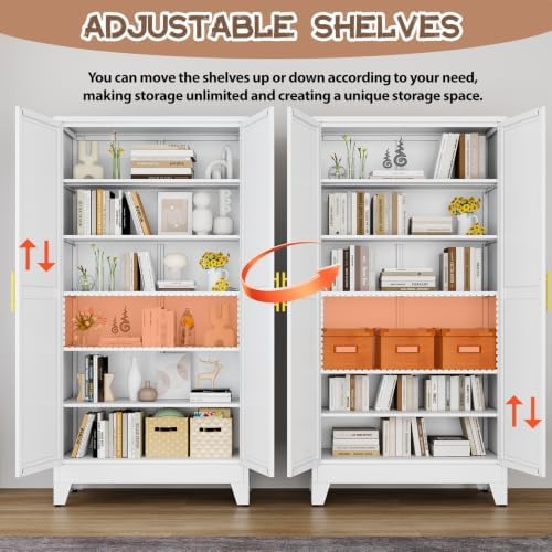 winiowa 78.7" Tall Metal Pantry Cabinet, Kitchen Storage Organizer, White