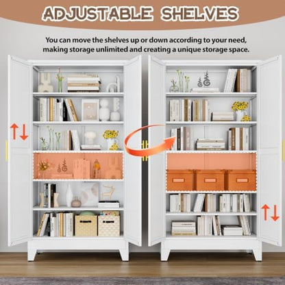 winiowa 78.7" Tall Metal Pantry Cabinet, Kitchen Storage Organizer, White