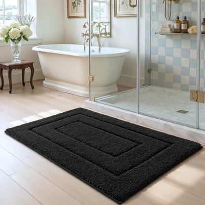 DEXI Bathroom Rugs 32x20, Non-Slip and Absorbent Bath Mat, Black