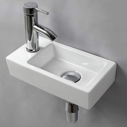 Wall Hung Basin Sink Small Cloakroom Basin Rectangle Ceramic Wash Basin Right Hand (Left Hand)