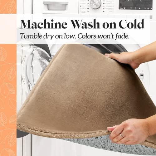 Memory Foam Bath Mat Non Slip Absorbent Super Cozy Velvet Bathroom Rug Carpet (17 inches X 24 inches, Beige