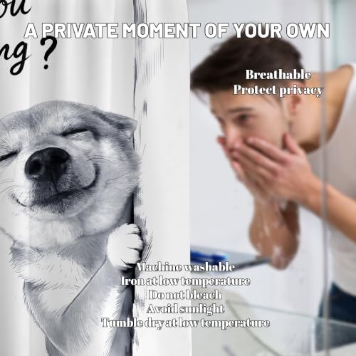 Extra Tall Shower Curtain XL Funny Dog Crazy, 70 x 96 Inchs