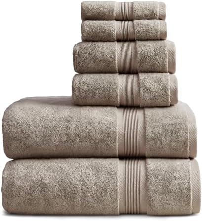 Springtree Home Luxury Bamboo Rayon Bath Towel Set | 6-Piece Set | Brown