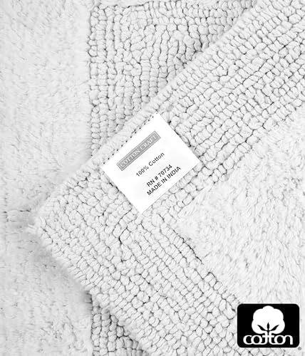 COTTON CRAFT 2 Pack Reversible Bath Mat - Soft Plush Bath Rug -17x24- White