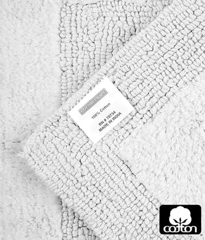 COTTON CRAFT 2 Pack Reversible Bath Mat - Soft Plush Bath Rug -17x24- White