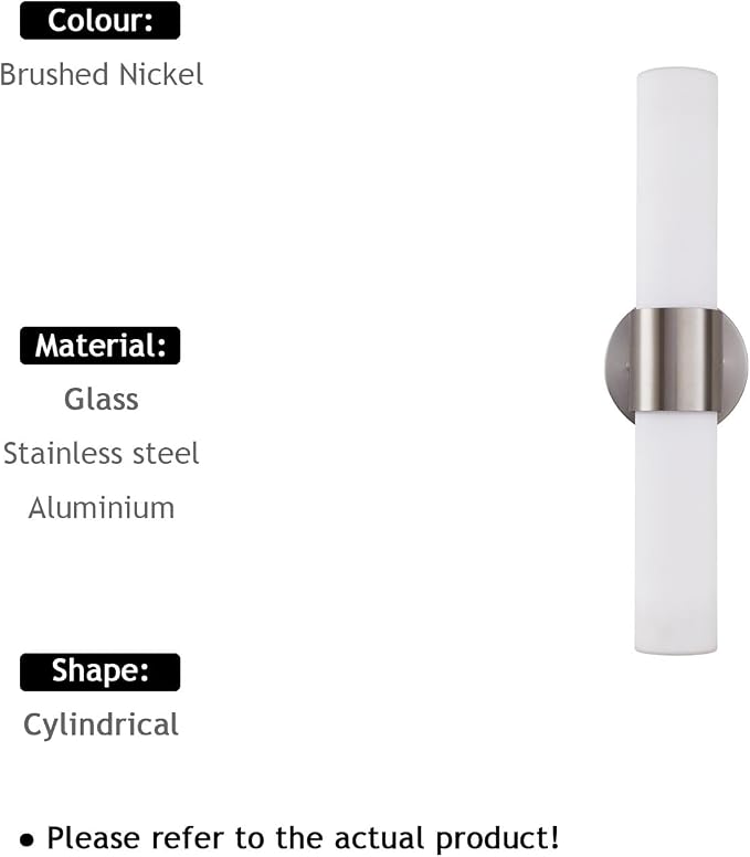 18" Modern Wall Sconce with Frosted Glass Shades, for Bathroom Mirror Bedroom Living Room Hallway, Brushed Nickel Finish