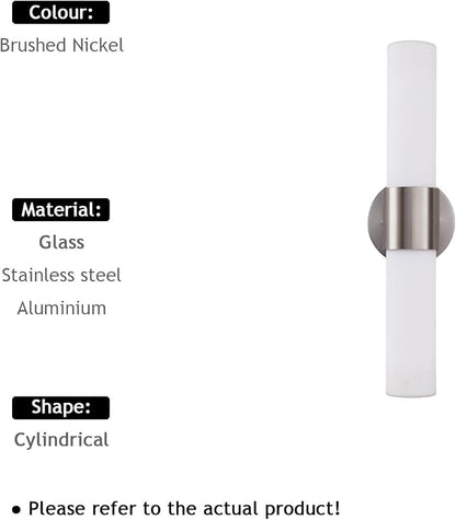 18" Modern Wall Sconce with Frosted Glass Shades, for Bathroom Mirror Bedroom Living Room Hallway, Brushed Nickel Finish