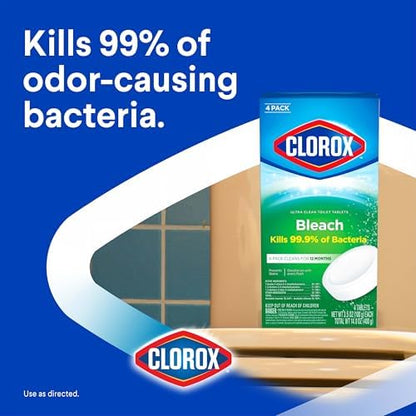 Clorox Ultra Clean Toilet Tablets Bleach 4 Count, 3.5 Ounces Each (Package May Vary)