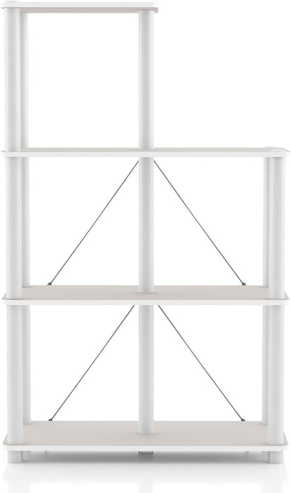 Homes: Inside + Out Apexa Modern 5-Cube Ladder Shelving Units, Collectibles Display Shelves, Easy Assembly Standing Shelf, Home Storage Organizer for Living Room, Bedroom, Office, Taupe Grey