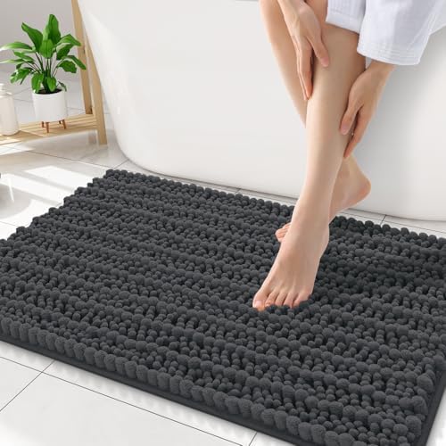 Smiry Bathroom Rugs 34X21, Extra Soft Rubber Backing Chenille Bath Mats