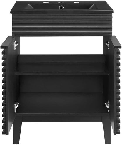 Modway Render 24" Bathroom Vanity with Sink in Black Black
