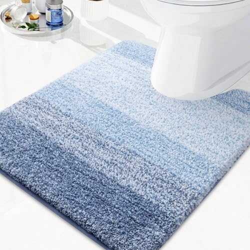 Arotive Microfiber Bathroom Rugs, Soft Absorbent Contour Toilet Rugs, 24x20