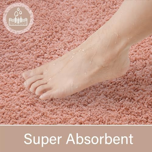LOCHAS Bathroom Rug Runner 24x60 Inch, Bath Rugs Non Slip, Pink