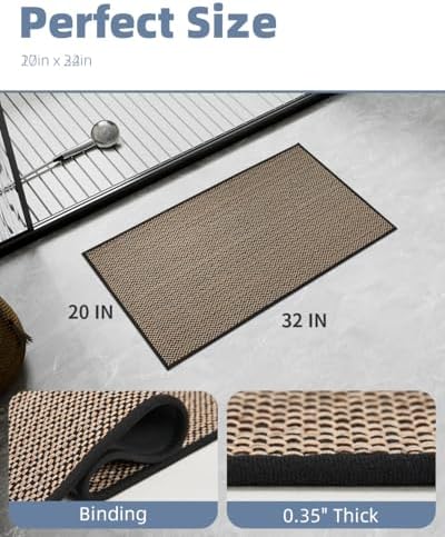 PADOOR Non-Slip Bath-Mats, Rubber-Backing Braided Absorbent Bathroom Mat, Machine Washable, Thin Bathroom Rugs Fit Under Door, Quick Dry, 20''x32'' Black