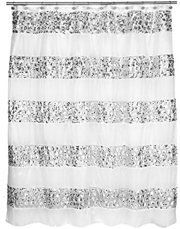 Zahari Home Sinatra Bathroom Shower Curtain Glamorous Bling Fabric Shower Curtain, 72"x70", White