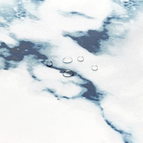 Marble Bathroom Shower Curtain,Blue and White Fabric Shower Curtain with Hooks,Unique 3D Printing,Decorative Bathroom Accessories,Water Proof,Reinforced Metal Grommets,Standard 72x72 Inches