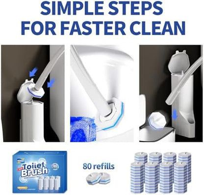 Hohoky 80Pcs Toilet Brush Refills for Disposable Toilet Bowl Brush Scrubber Cleaner Refill Pads,Toilet Brush Replacement Compatible Heads with Most Toilet Brushes Scrubber
